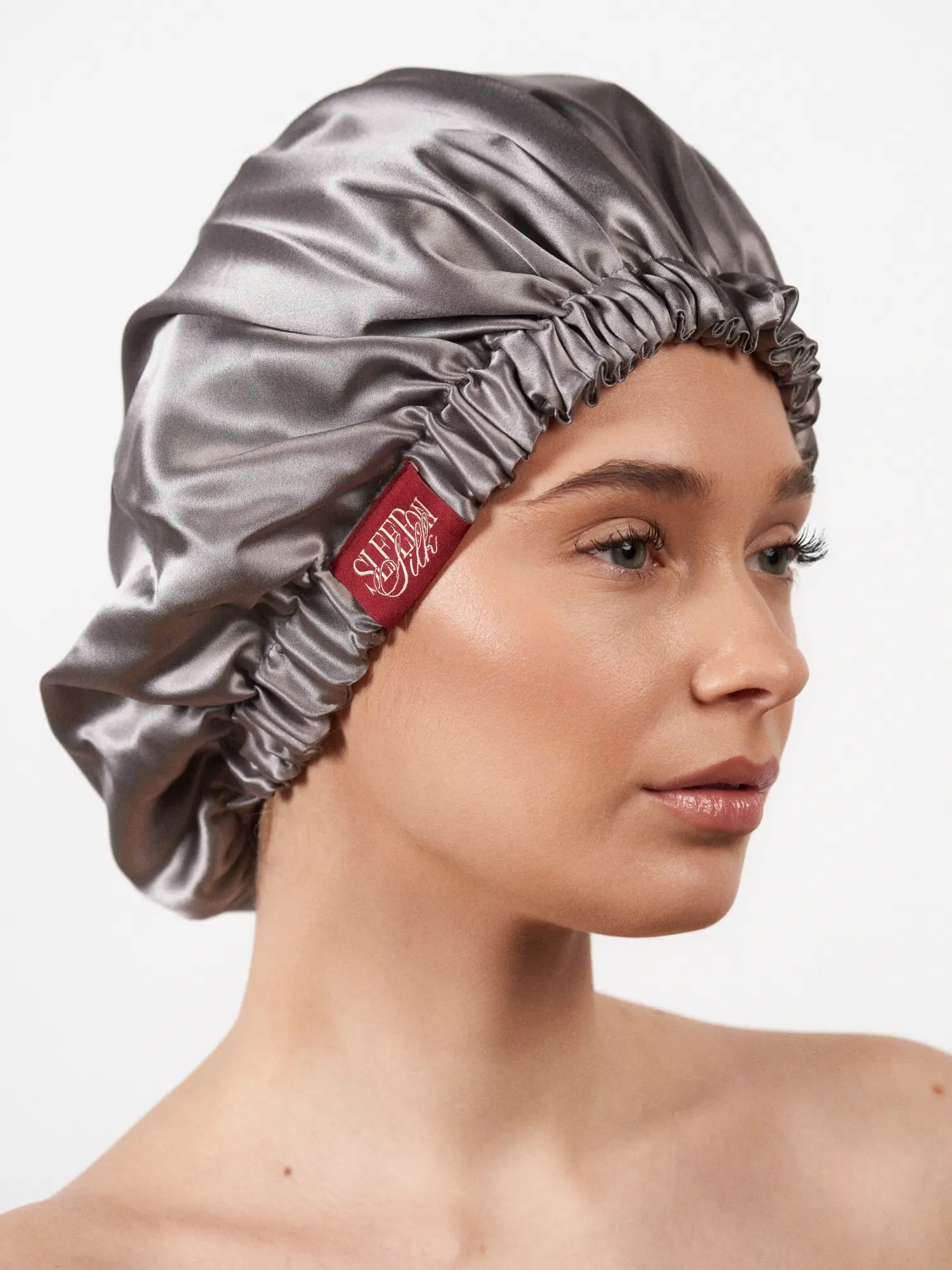 silk sleep bonnet, grey colour